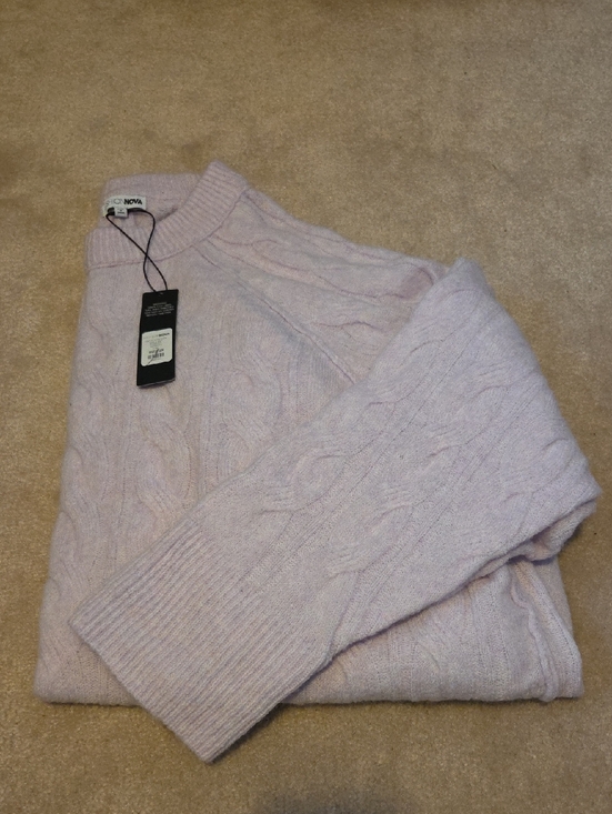 Fashion Nova Sweaters - Fashion Nova Women's Pale Lilac Cable Knit Crewneck Sweater